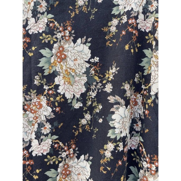 VTG SSLR Jacket Men's S Floral Fully Lined Metro 90's Cotton Flax Linen Black - Picture 6 of 10